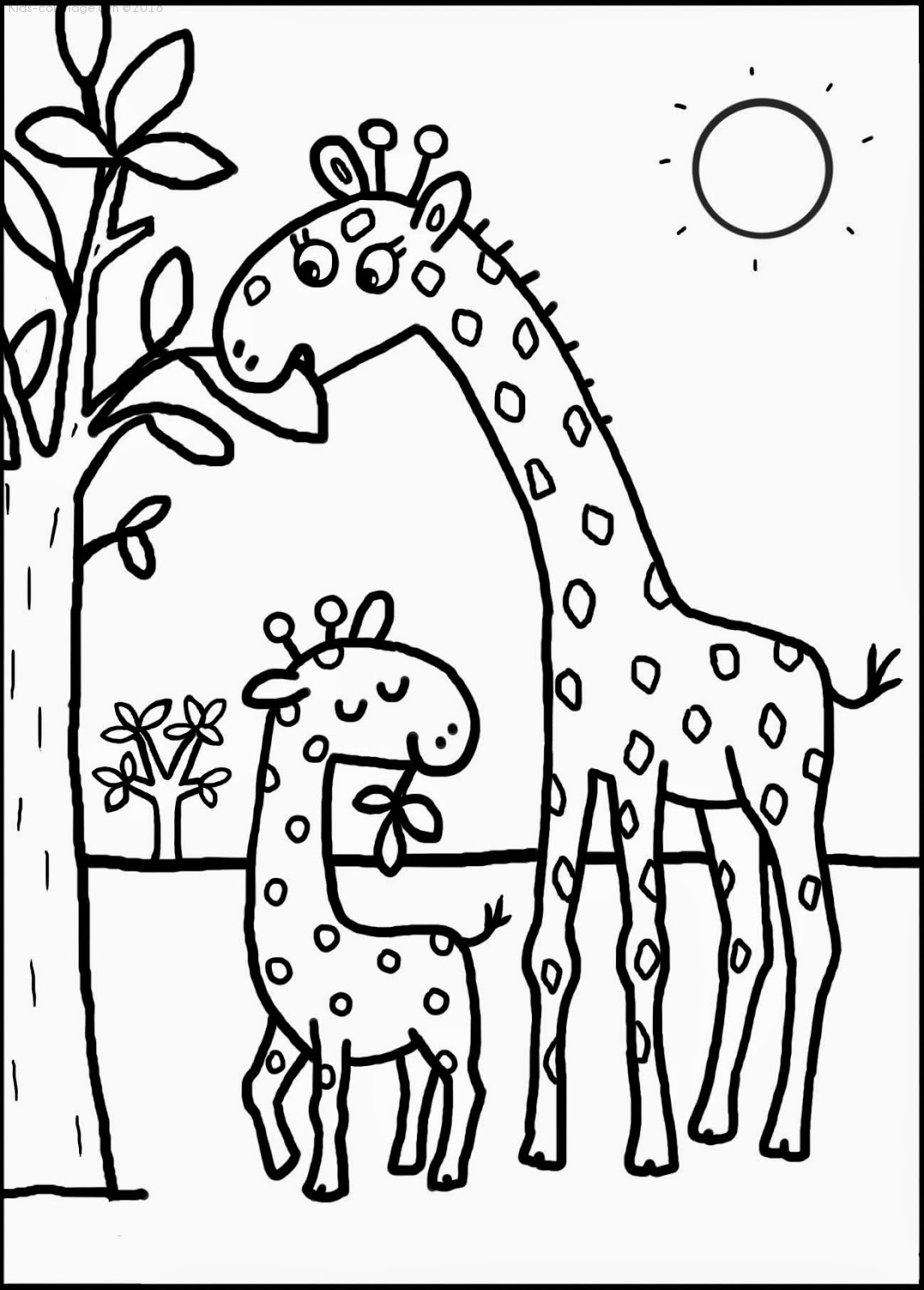 Жираф джунгли раскраска для малышей